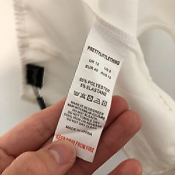 NEW NWT PRETTYLITTLETHING Woven Cross Front Cutout Stirrup Hem Top Cream Ivory 8 - Picture 12 of 12